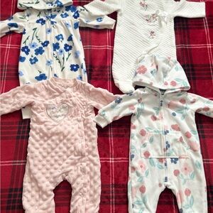 Carter's Blue and Pink Floral Kids Footies Set
